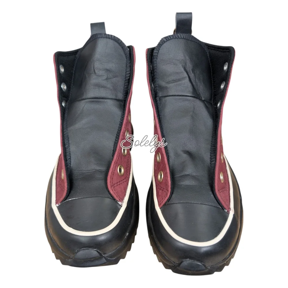Converse Run Star Hike High Deep Ox Bordeaux Regal Red Black Leather Womens 7 - Picture 9 of 11